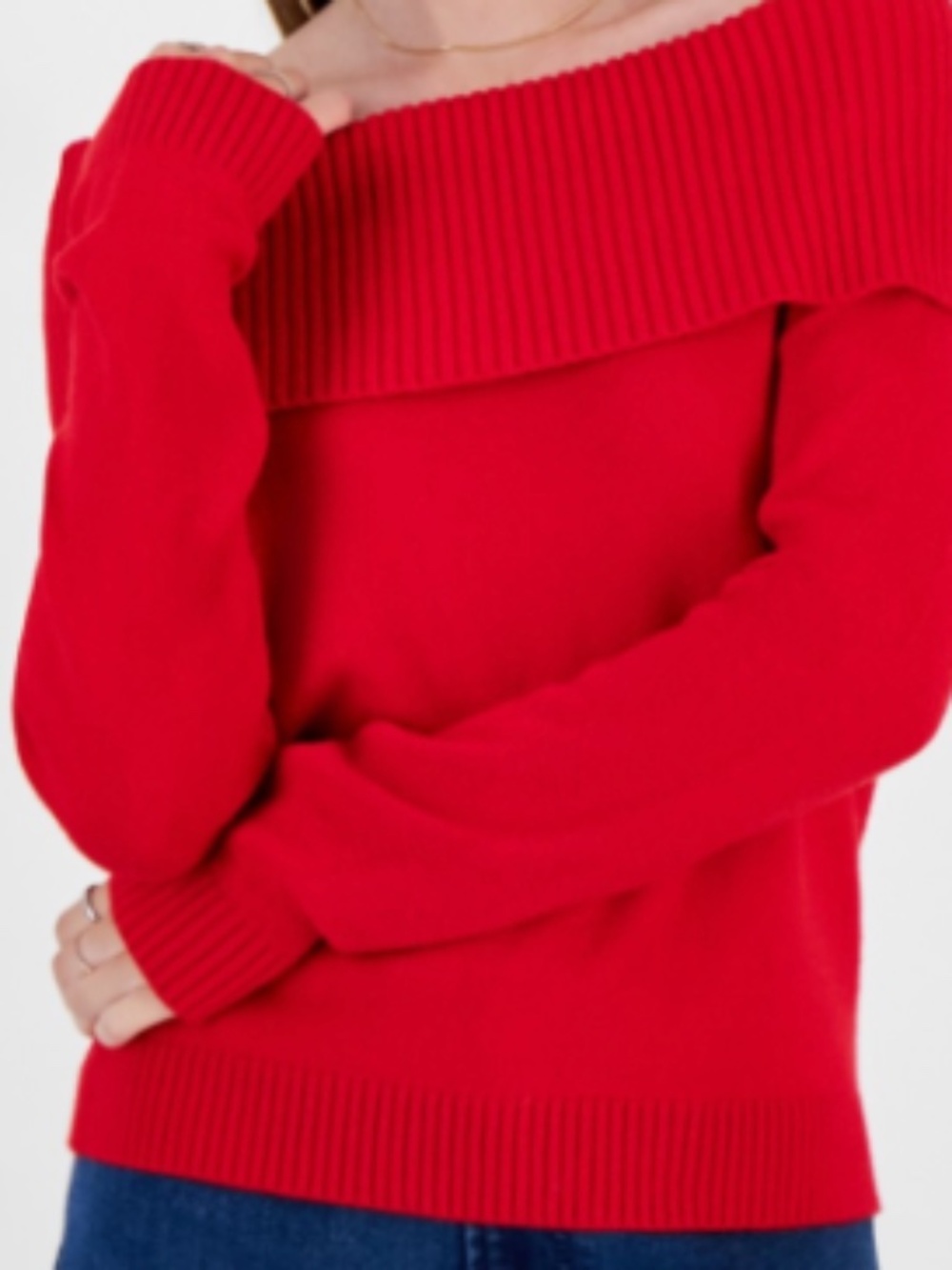 Hippie Rose Juniors' Off-the-Shoulder Sweater - Red SIZE XS NWT - Picture 2 of 2